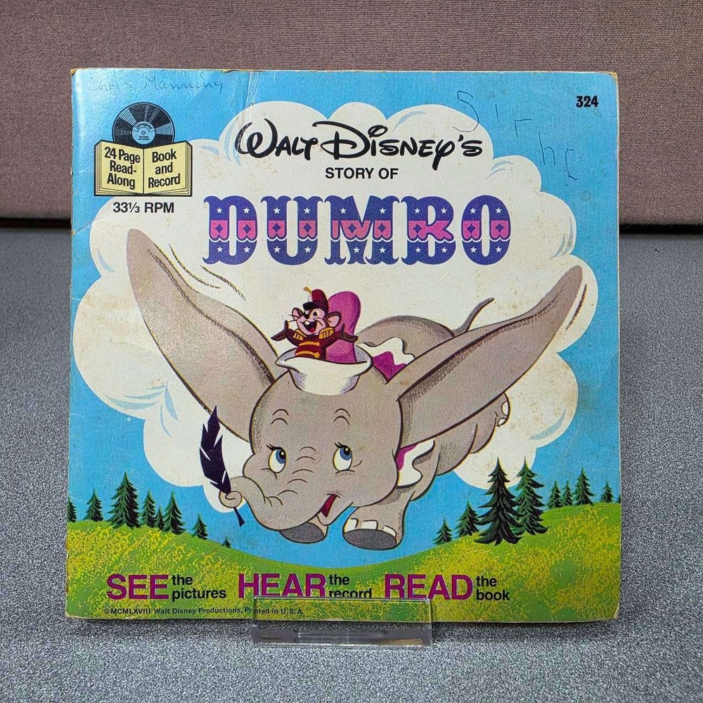 Walt Disney Dumbo Book and Record 324 Kids OS Blue Fair Vintage 33 1/3 RPM Vinyl